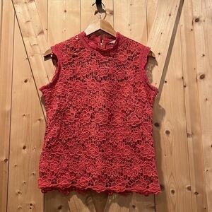 Nanette Lepore Lace High Neck Sleeveless Top Size Medium